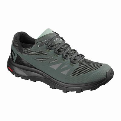 Salomon OUTLINE GORE-TEX - Miesten Vaelluskengät - Mustat/Vihreä